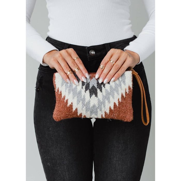 Aztec wristlet, Rust, cream and gray