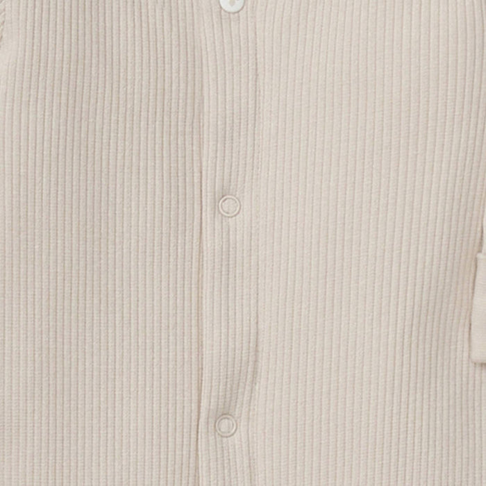 baby jumpsuit set, pinstripe limestone