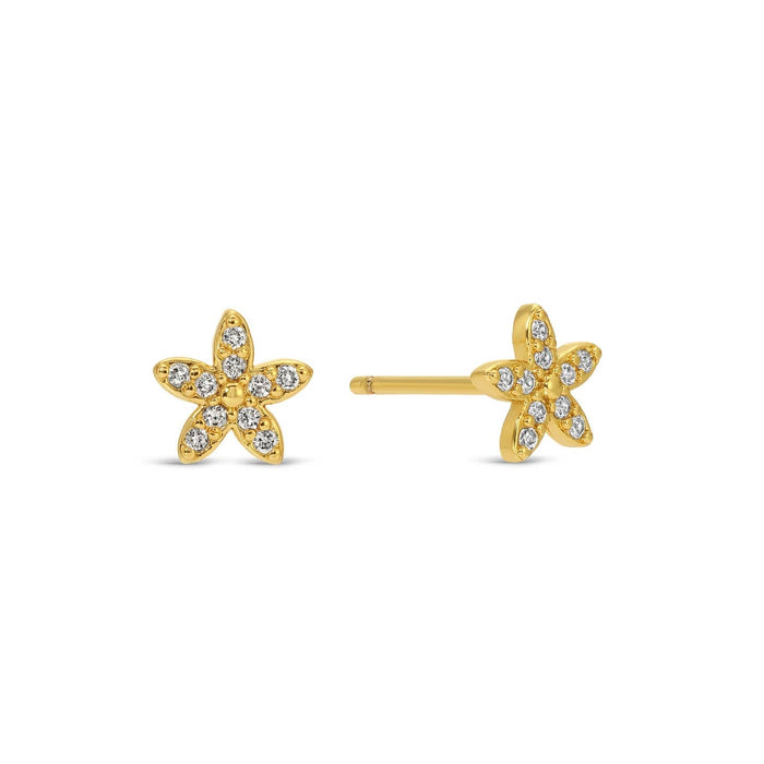 pave flower studs on velvet
