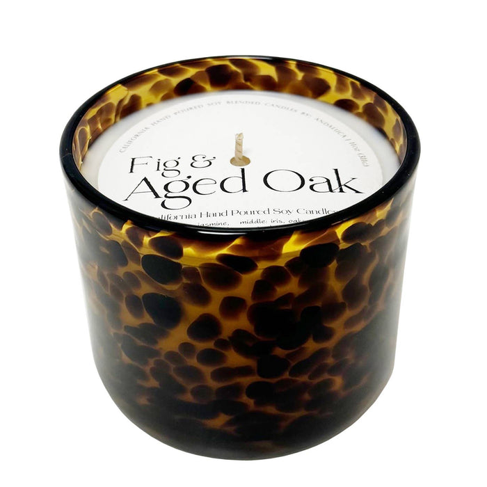 fig & aged oak, glass tortoise candle