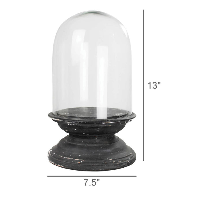 Cloche with wood base