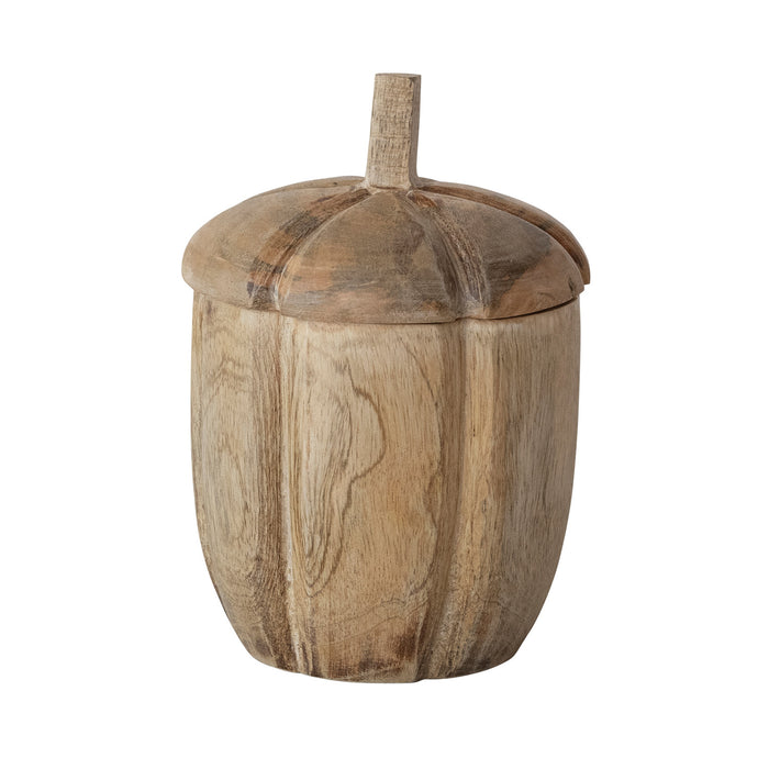 mango wood pumpkin container with lid, 2 sizes
