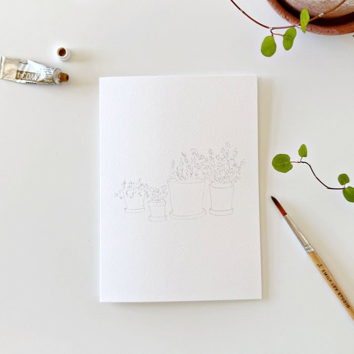 potted plant watercolor notecards