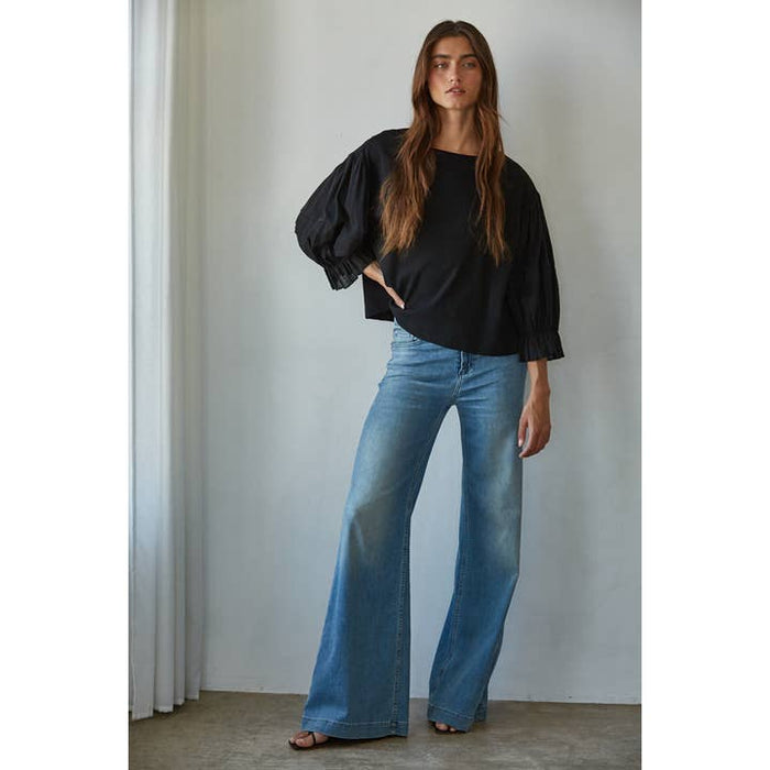 knit quarter balloon sleeve top