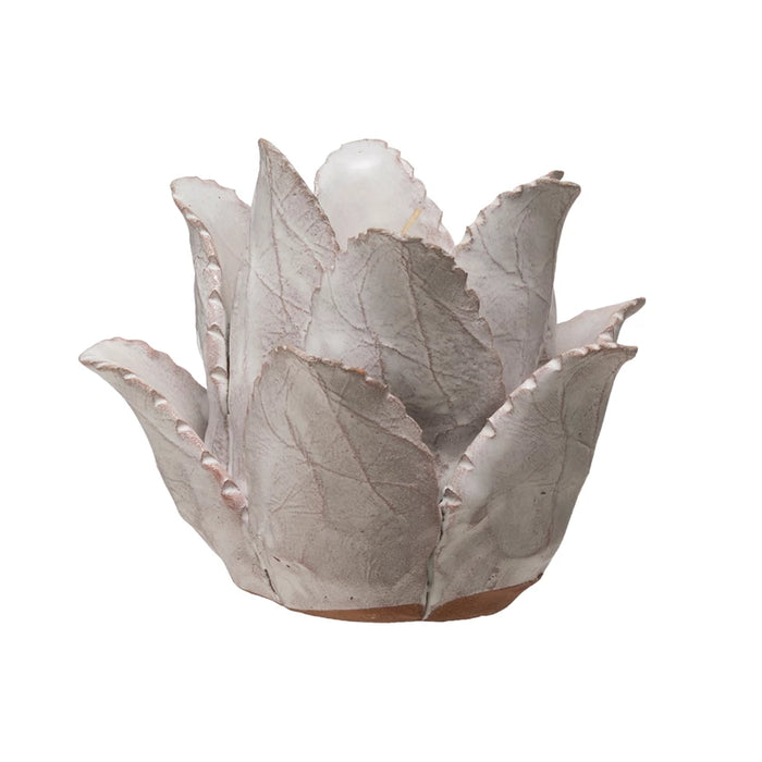 terra-cotta floral votive holder