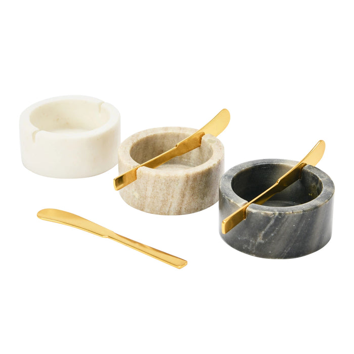 marble dish with brass knife
