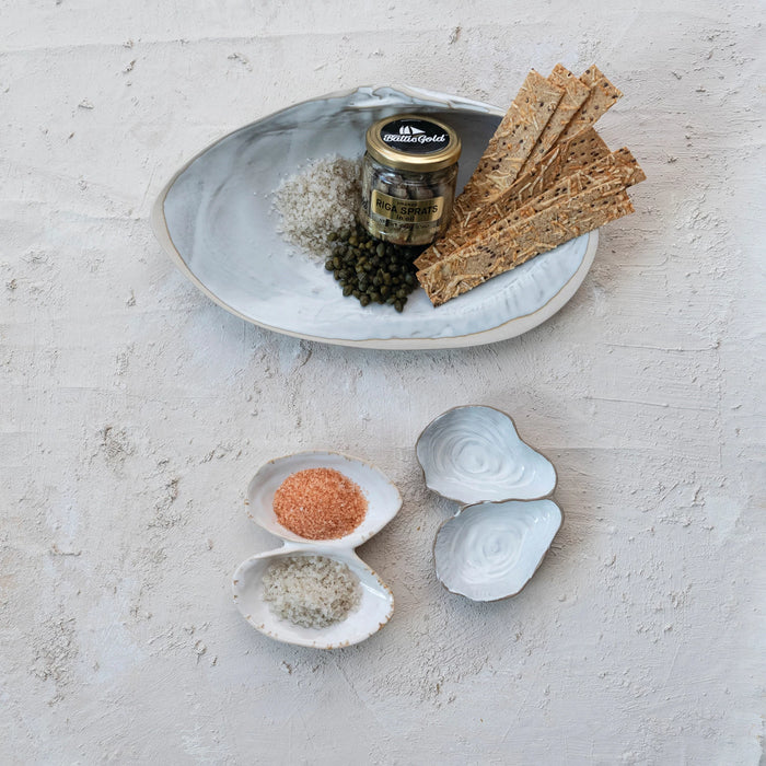 stoneware shell shaped dish