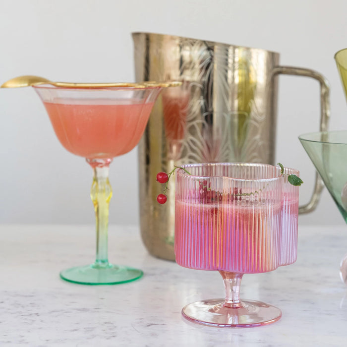 hand-blown pleated flower wine glass