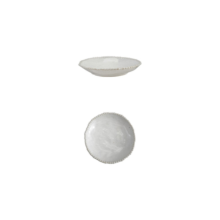 stoneware low bowl with hobnail rim