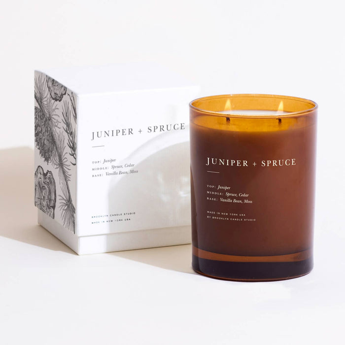 juniper + spruce 2-wick candle