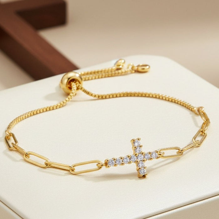 cz cross pulley bracelet