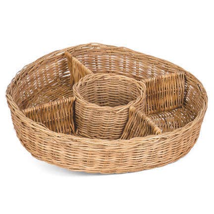 round rattan divided tray