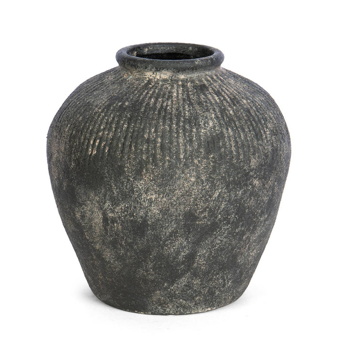round terracotta dark vase