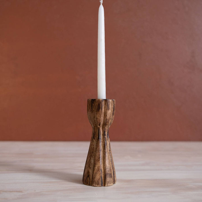 dual skinny / standard taper wood candleholder set