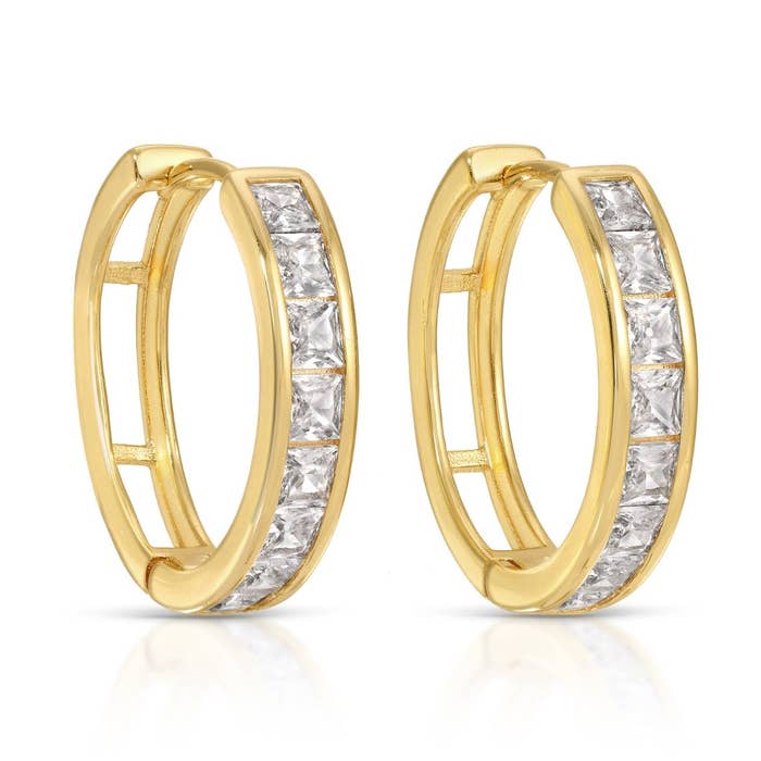 the square cz huggie hoop