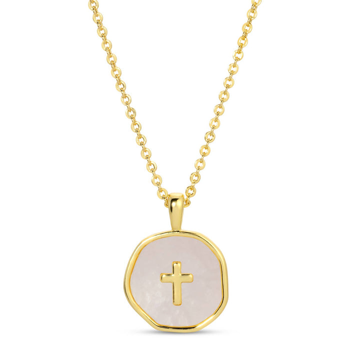 shell gold cross necklace