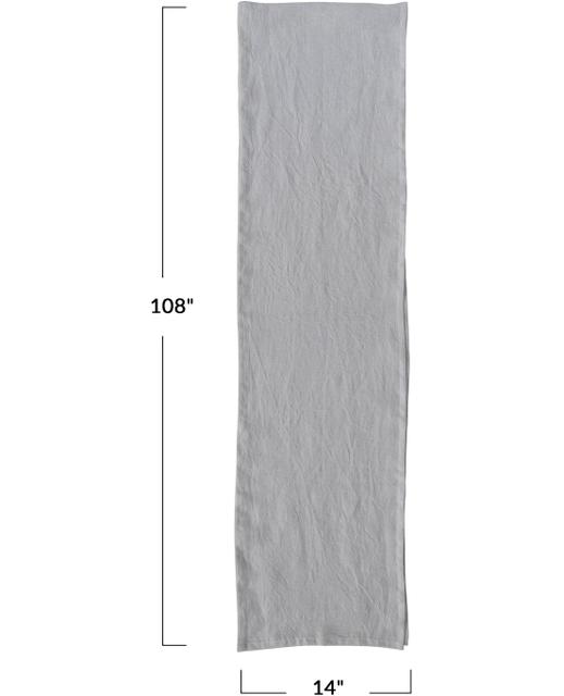 stonewashed linen table runner ivory