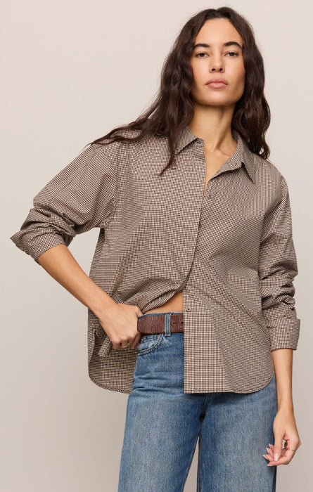 gingham button up top