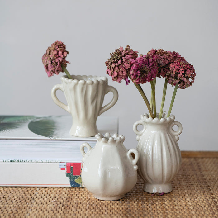 stoneware vase with handles, 3 styles