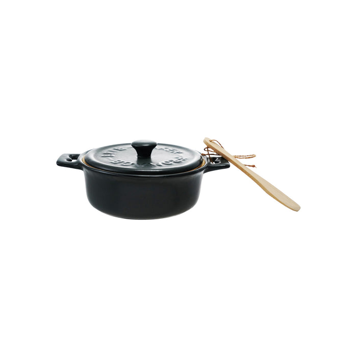 stoneware brie baker with bamboo spreader