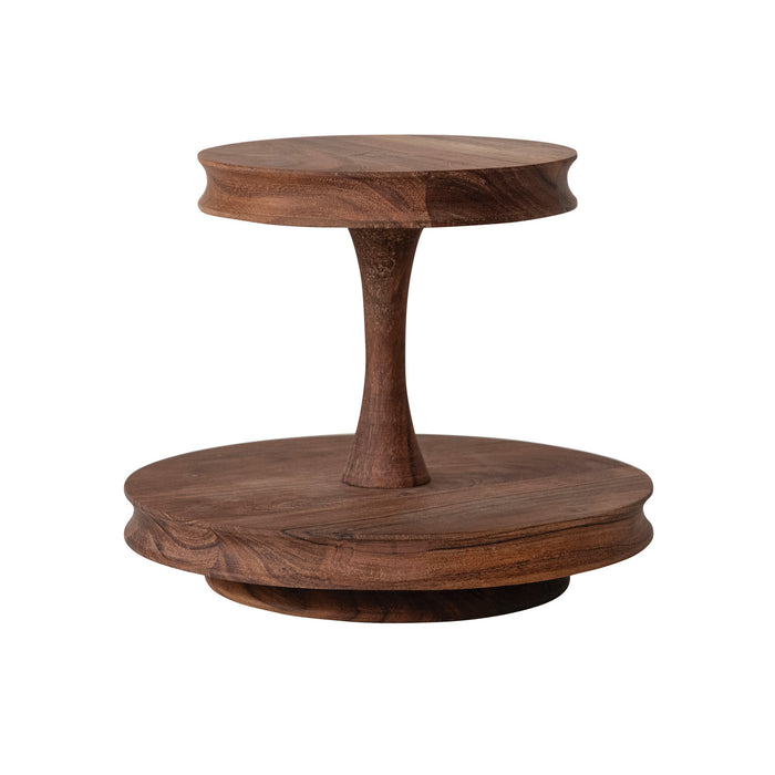 acacia wood 2 tier tray