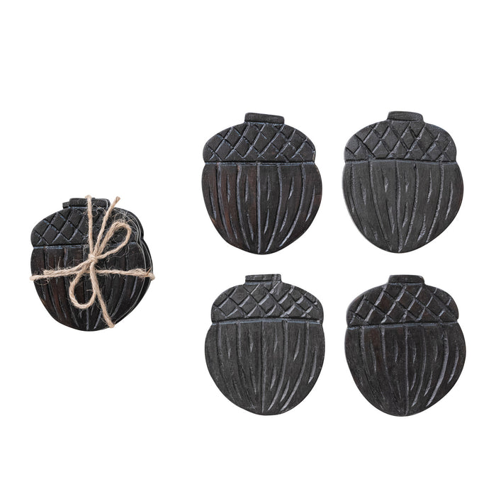mango wood acorn shaped coasters