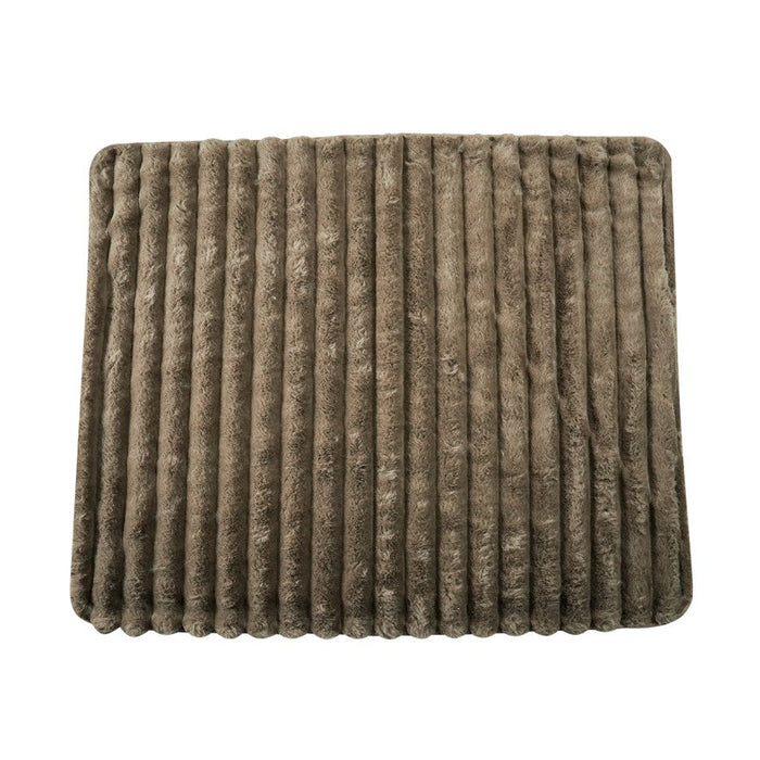 faux fur ribbed throw, brown