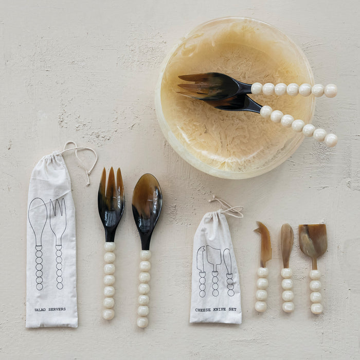 natural horn salad servers