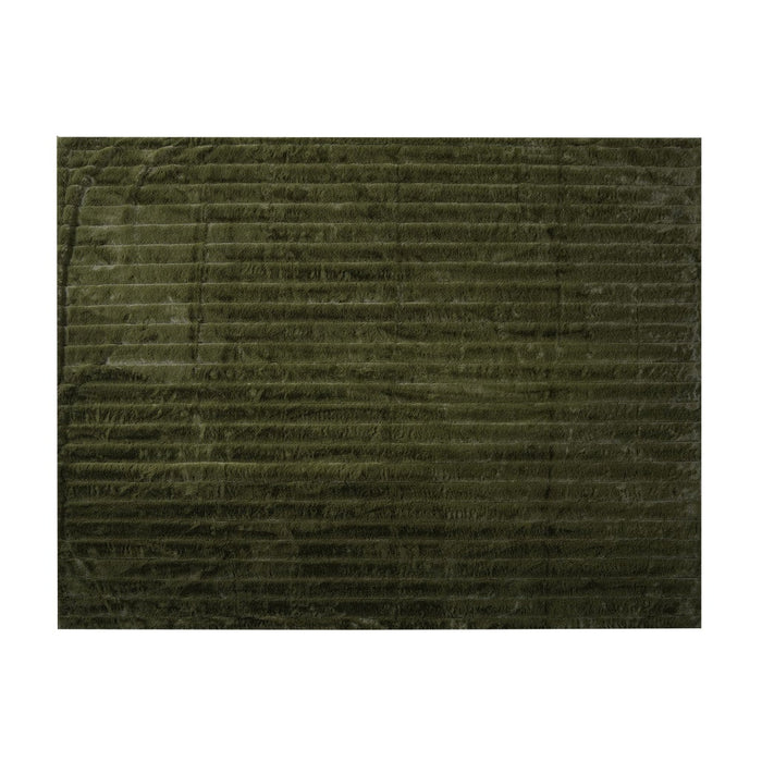 faux fur ribbed throw with velvet back, Green
