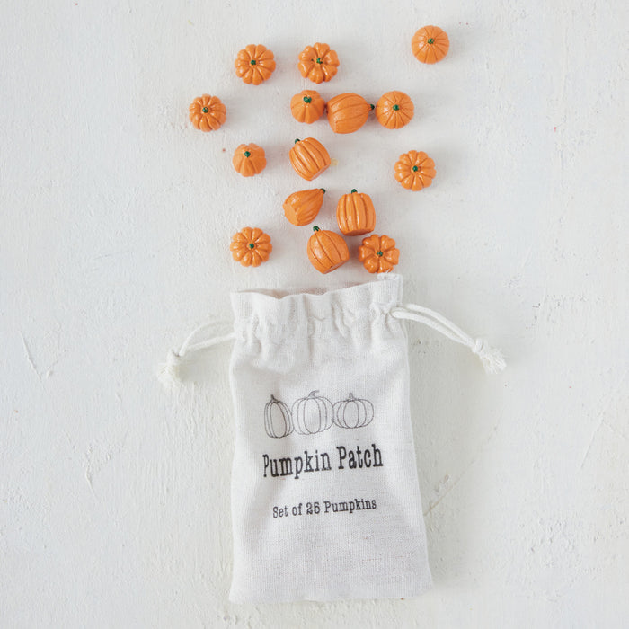 pumpkins in drawstring bag, set of 25