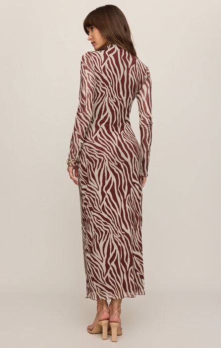 seville zebra mesh midi dress