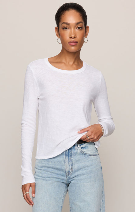 junie long sleeve tee in white