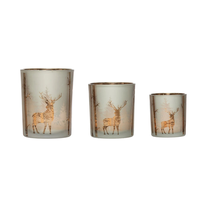 reindeer mercury glass candle holder