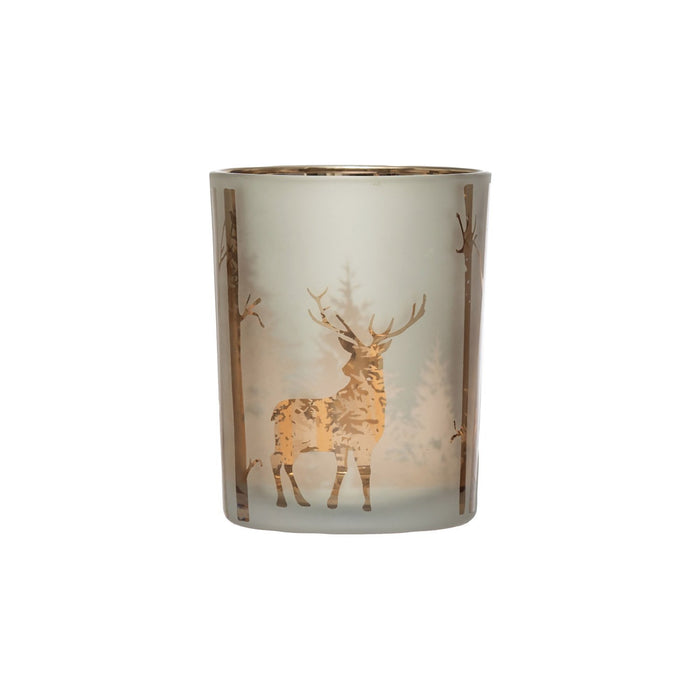 reindeer mercury glass candle holder