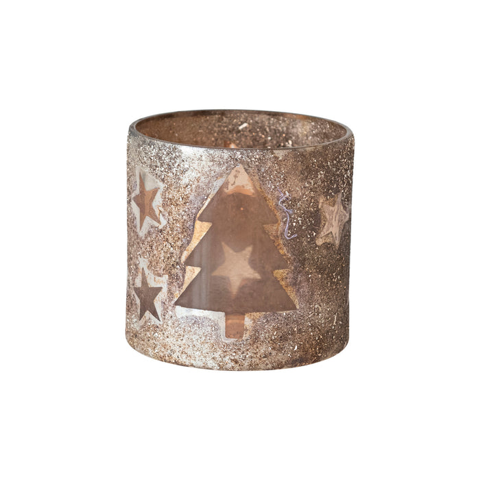 mercury glass christmas tree + stars votive