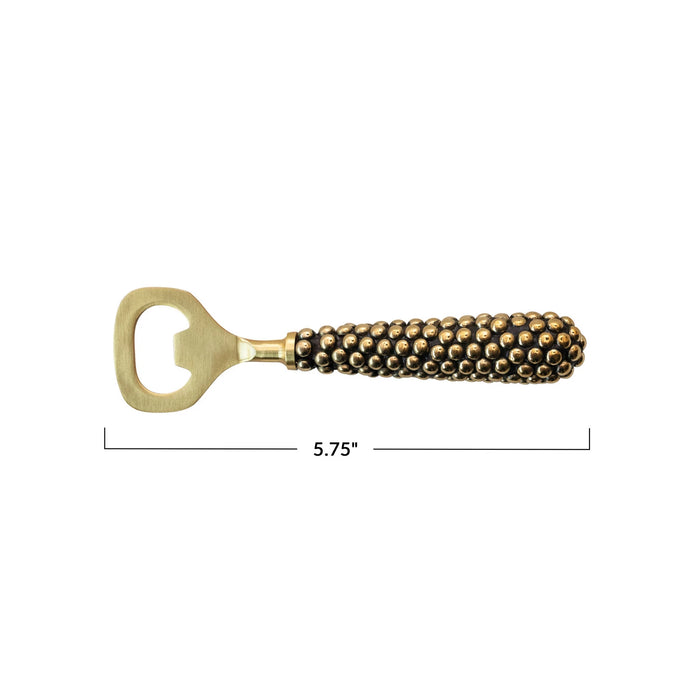 cast brass beaded bottle opener