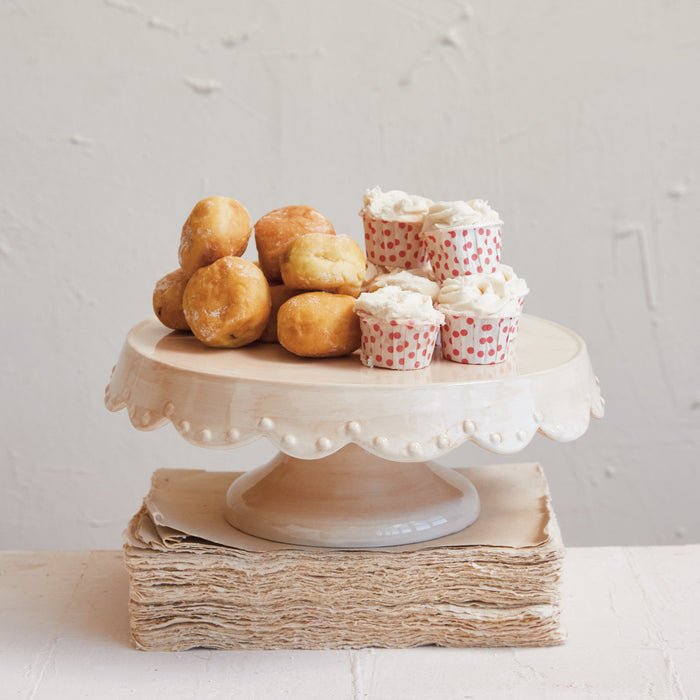 Stoneware cake stand and pedestal