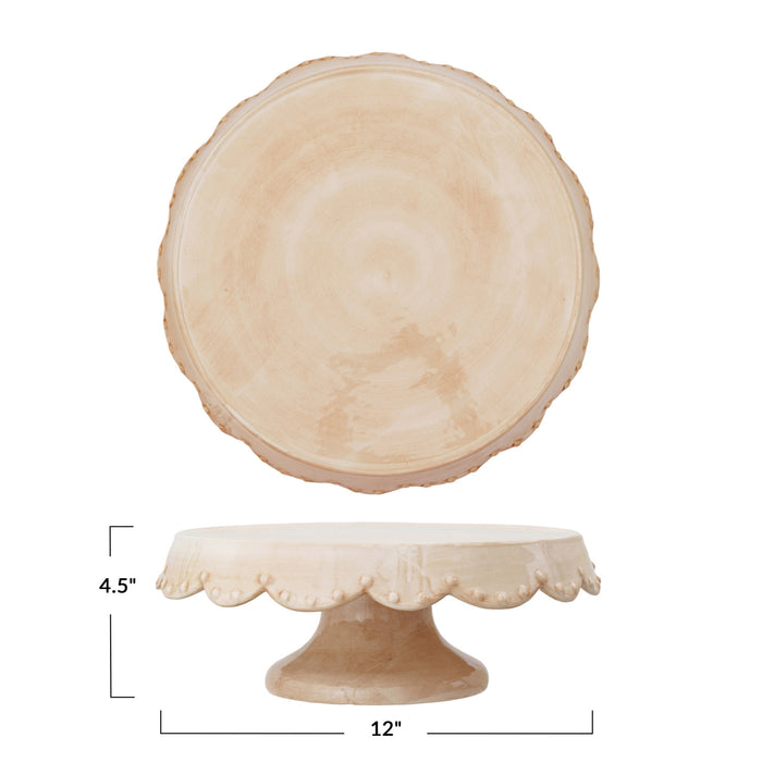 Stoneware cake stand and pedestal