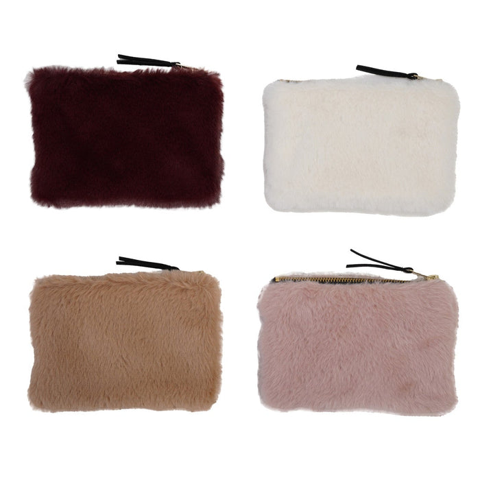 faux fur zip pouch, 4 colors