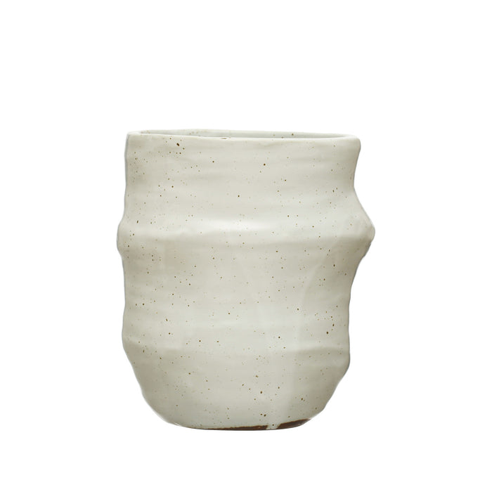 Stoneware Crock, Reactive Glaze, White (Each One Will Vary)