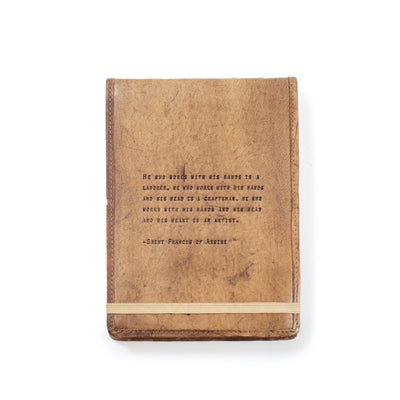 Saint Francis of Assisi, leather journal