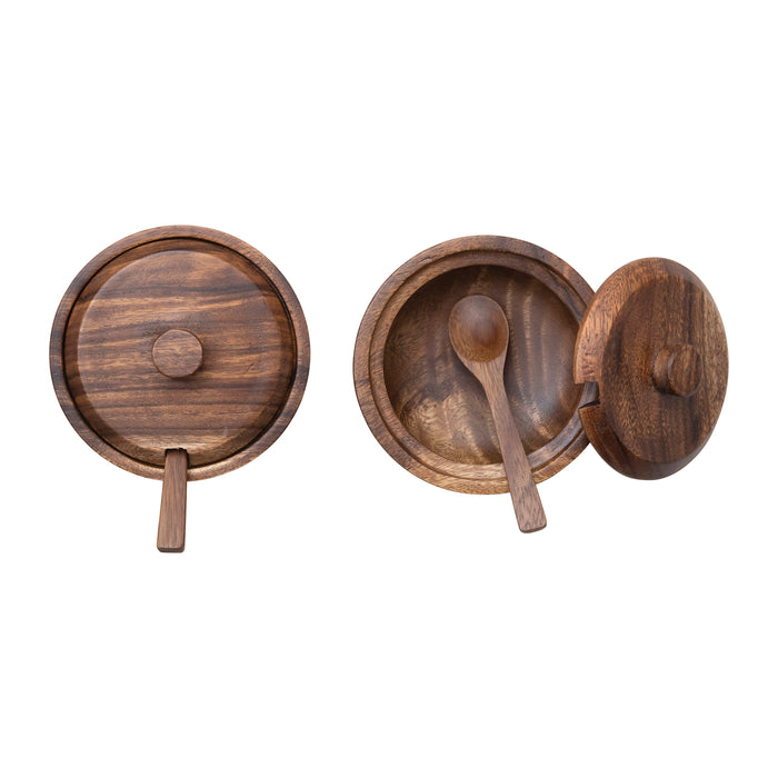 wood covered bowl with spoon