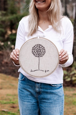 Dreams are free embroidery hoop