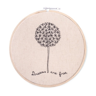 Dreams are free embroidery hoop