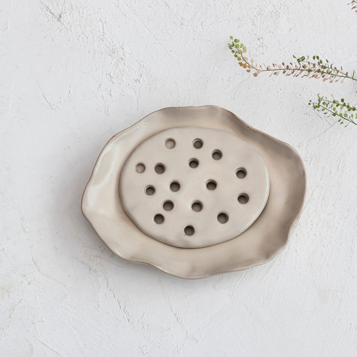Stoneware Soap Dish w/ Removable Tray