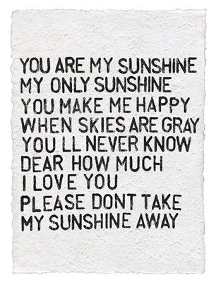 Handmade paper print, You are My Sunshine