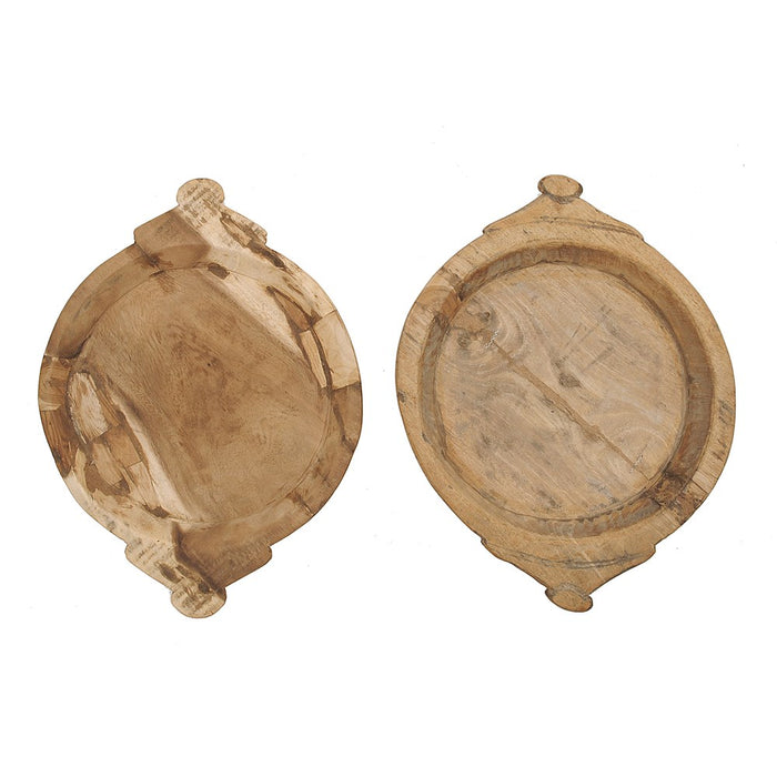Round Wood Hand Carved trays