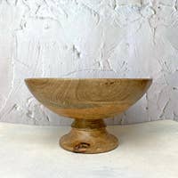 wood bowl on pedestal